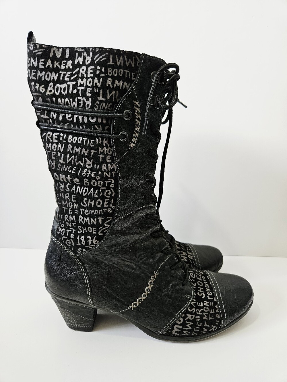 Rieker Remonte Boots Size 40 US 9/9.5 Lace Up Leather Heeled EUC